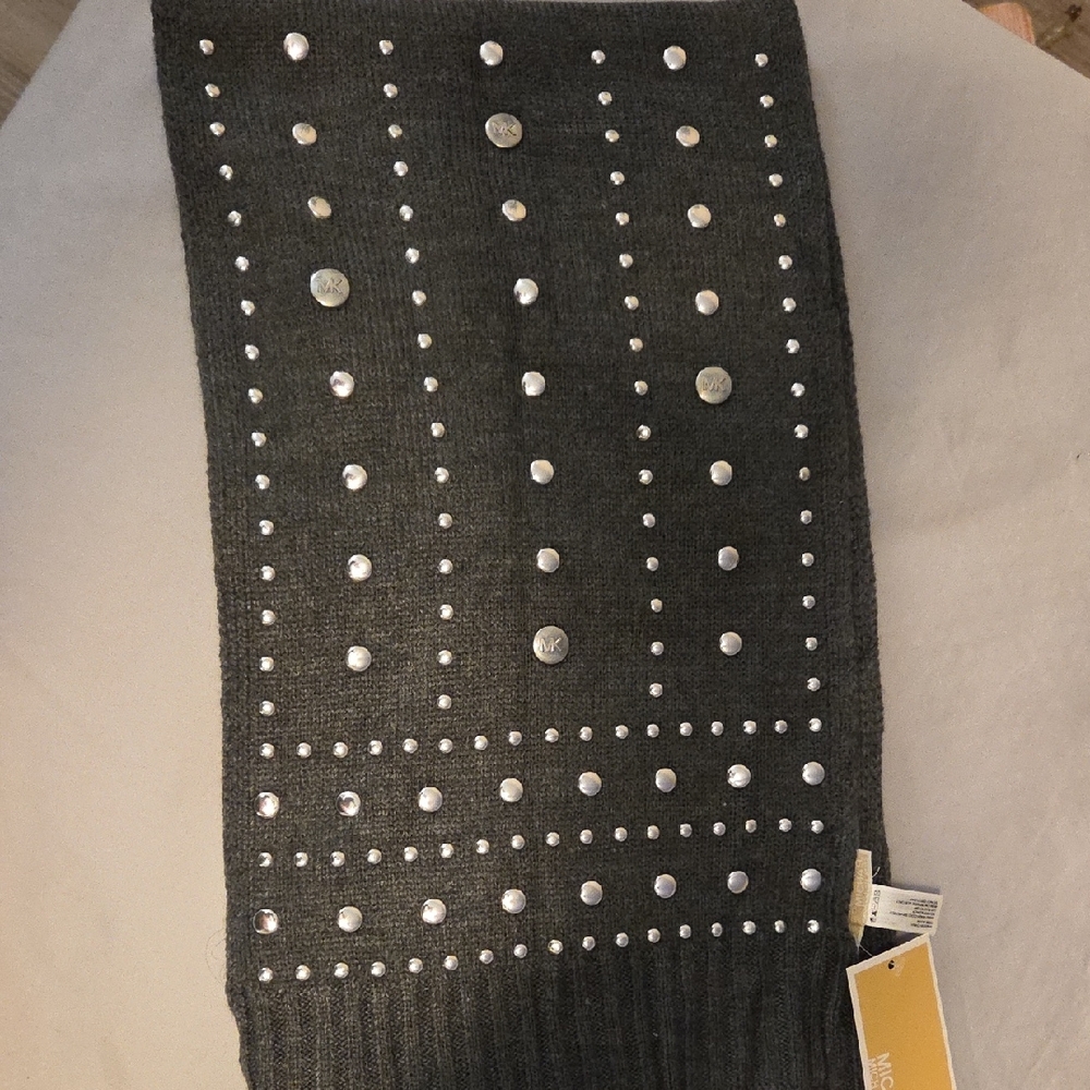 Michael Kors Black Studded Knit Scarf